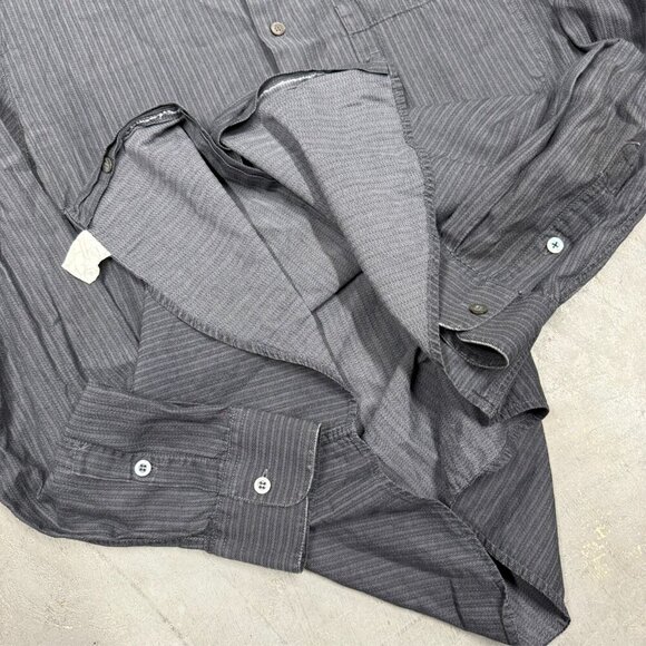 Zanella Dress Shirt Made in Italy Herringbone Black Cotton Large - Picture 7 of 9